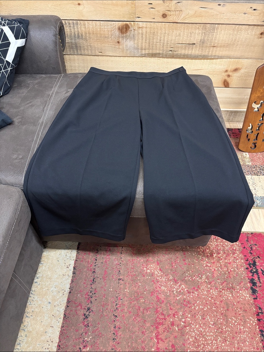 Lauren Ralph Lauren Black Wide-Leg Crop Pull-On Pants